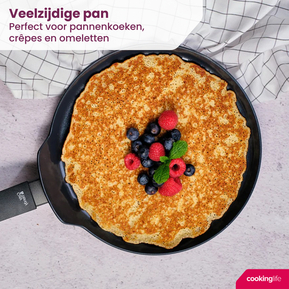 Cookinglife Pannenkoekenpan Black Cera Zwart ø 24 cm - geschikt voor alle warmtebronnen - keramische anti-aanbaklaag