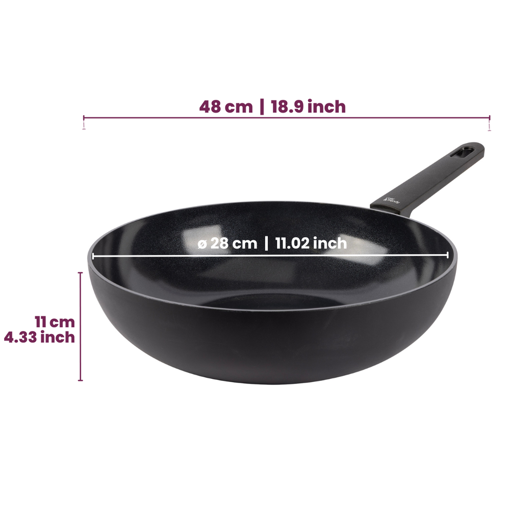 Cookinglife Wokpan Black Cera ø 28 cm - keramische anti-aanbaklaag