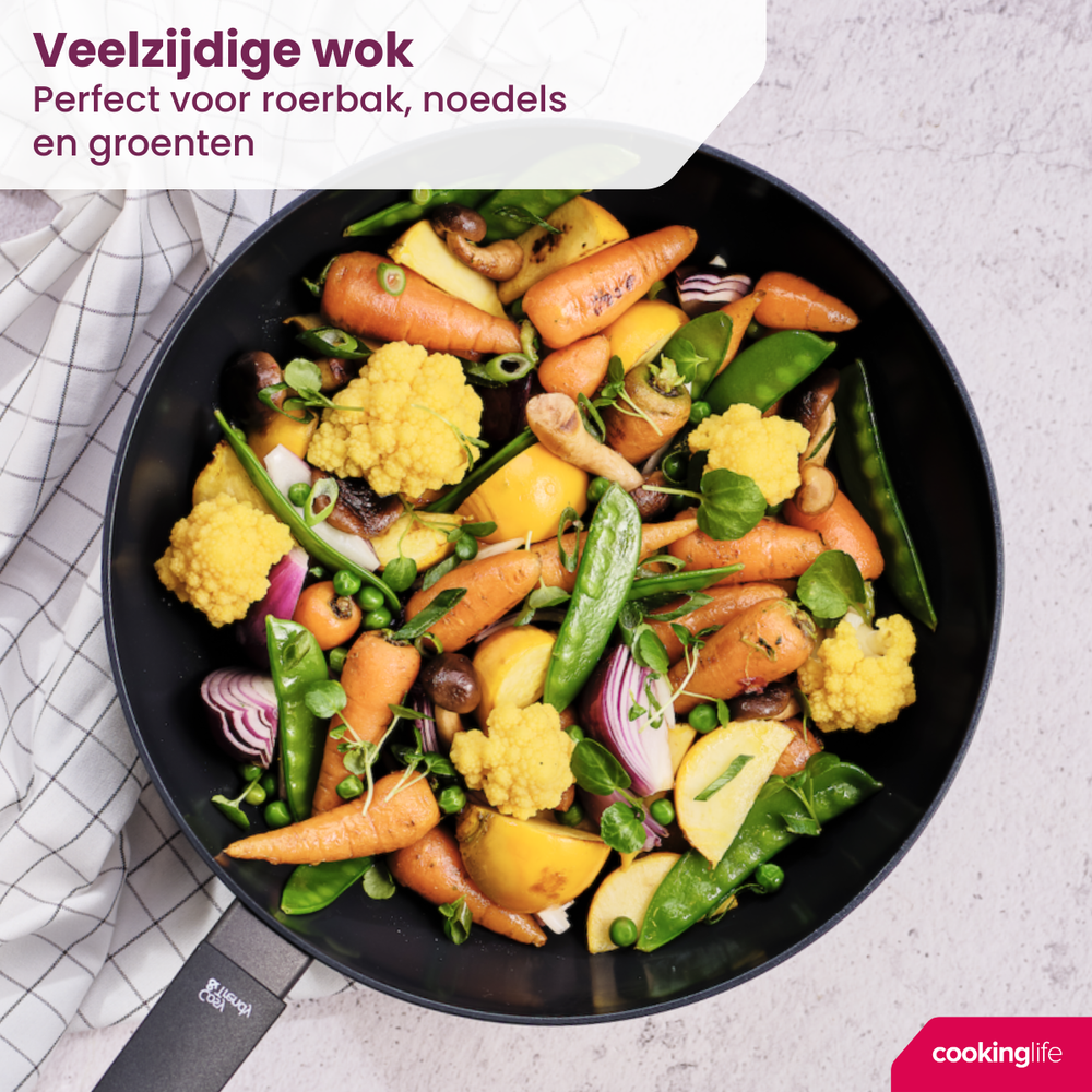 Cookinglife Wokpan Black Cera ø 28 cm - keramische anti-aanbaklaag