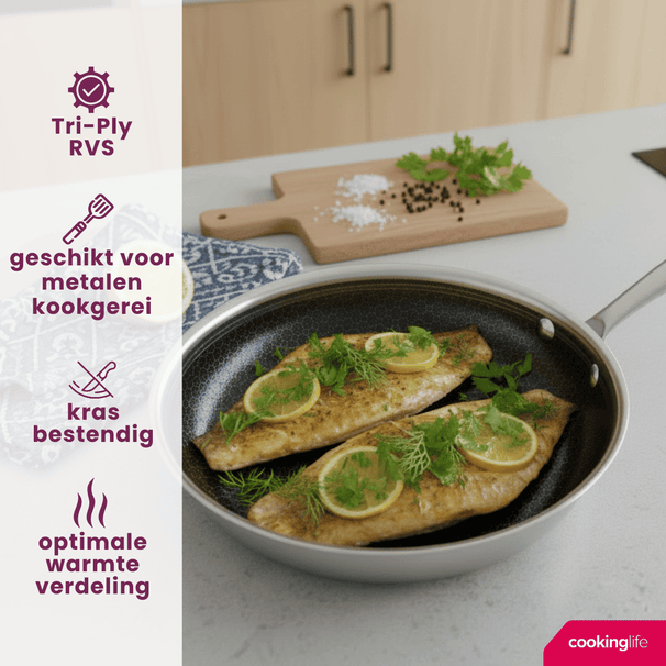 Cookinglife Koekenpannenset HexaCook - Hybride Pan 2-Delig ø 24 & 28 cm - NON STICK - geschikt voor alle warmtebronnen - keramische anti-aanbaklaag