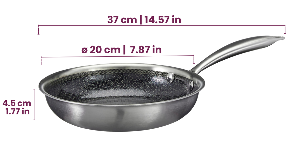 Cookinglife Koekenpan HexaCook - Hybride Pan ø 20 cm - NON STICK - geschikt voor alle warmtebronnen - keramische anti-aanbaklaag