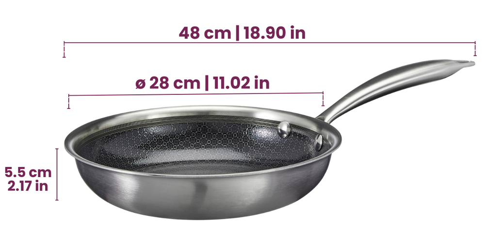 Cookinglife Koekenpan HexaCook - Hybride Pan ø 28 cm - NON STICK - geschikt voor alle warmtebronnen - keramische anti-aanbaklaag