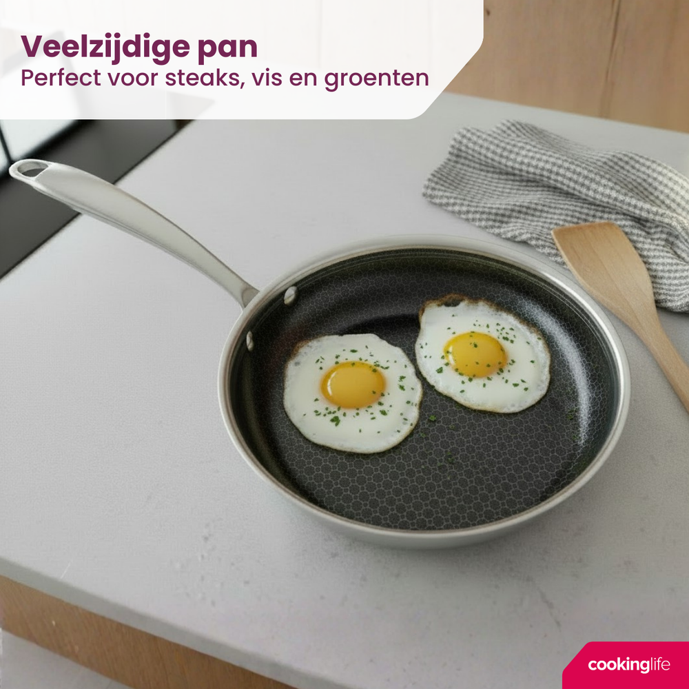 Cookinglife Koekenpan HexaCook - Hybride Pan ø 20 cm - NON STICK - geschikt voor alle warmtebronnen - keramische anti-aanbaklaag