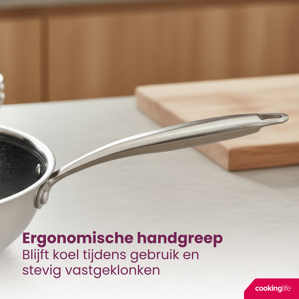 Cookinglife Koekenpan HexaCook - Hybride Pan ø 20 cm - NON STICK - geschikt voor alle warmtebronnen - keramische anti-aanbaklaag