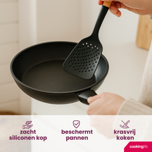 Cookinglife Keukengerei set - Kookgerei set - hout zwart 5 delig - Schuimspaan, soeplepel, spaghettilepel, bakspaan & opscheplepel