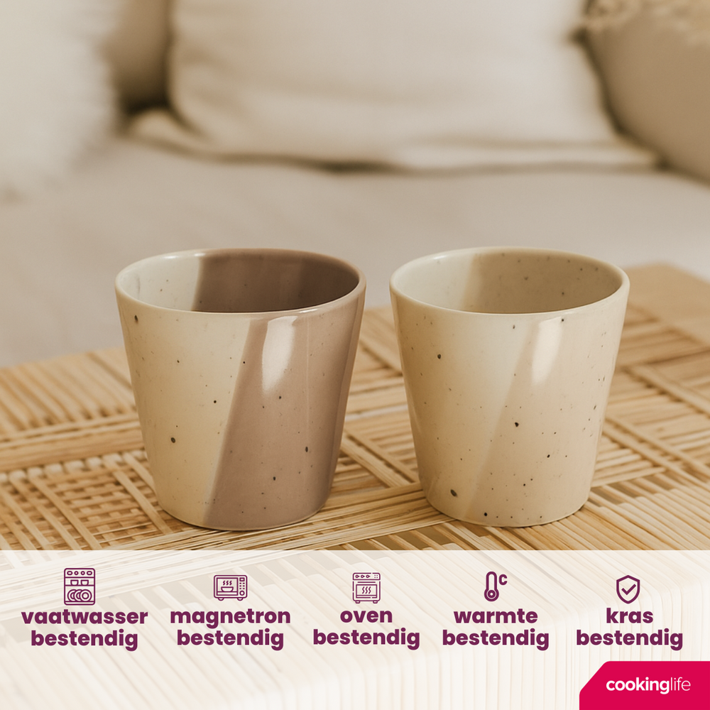 Cookinglife Koffiekopjes / Senseo Kopjes - Leem 200 ml - 6 Stuks