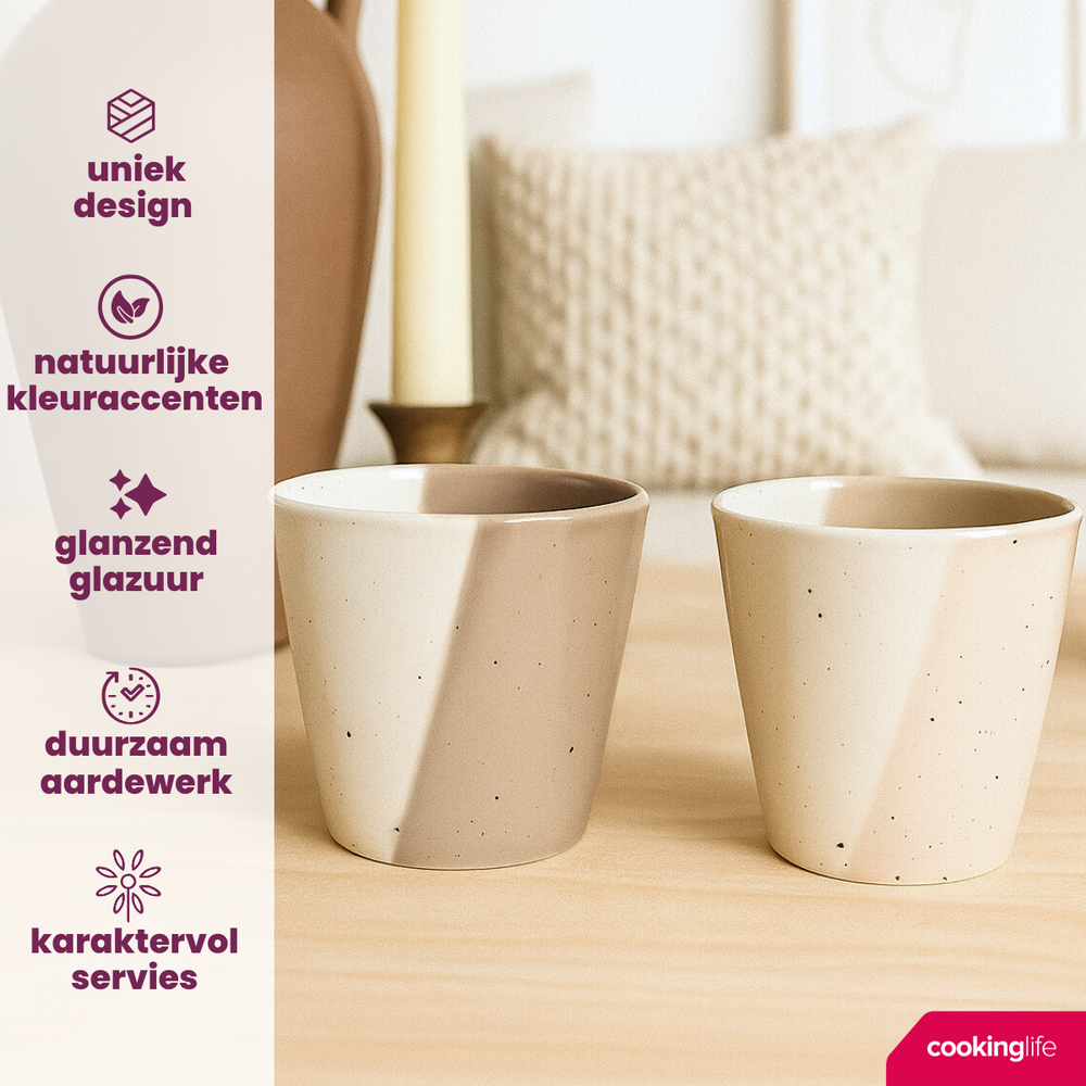 Cookinglife Koffiekopjes / Senseo Kopjes - Leem 200 ml - 6 Stuks