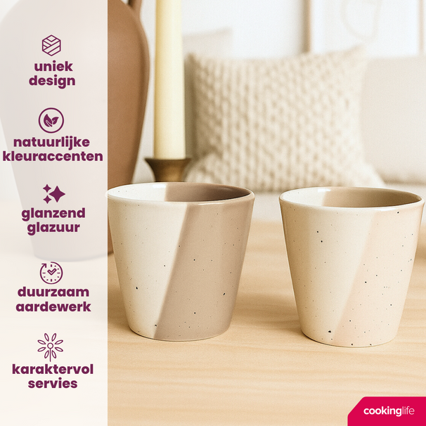 Cookinglife Koffiekopjes / Senseo Kopjes - Leem 200 ml - 6 Stuks