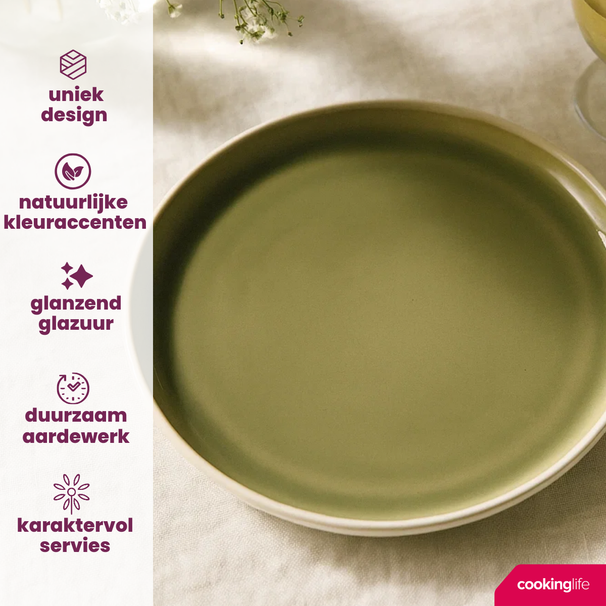 Cookinglife Dinerborden Mos Groen ø 27 cm - 6 Stuks