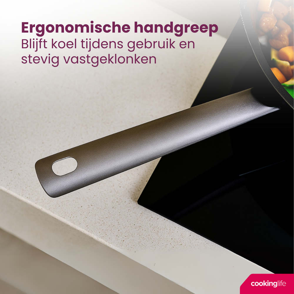Cookinglife Wokpan ProForge ø 28 cm - geschikt voor alle warmtebronnen - keramische anti-aanbaklaag