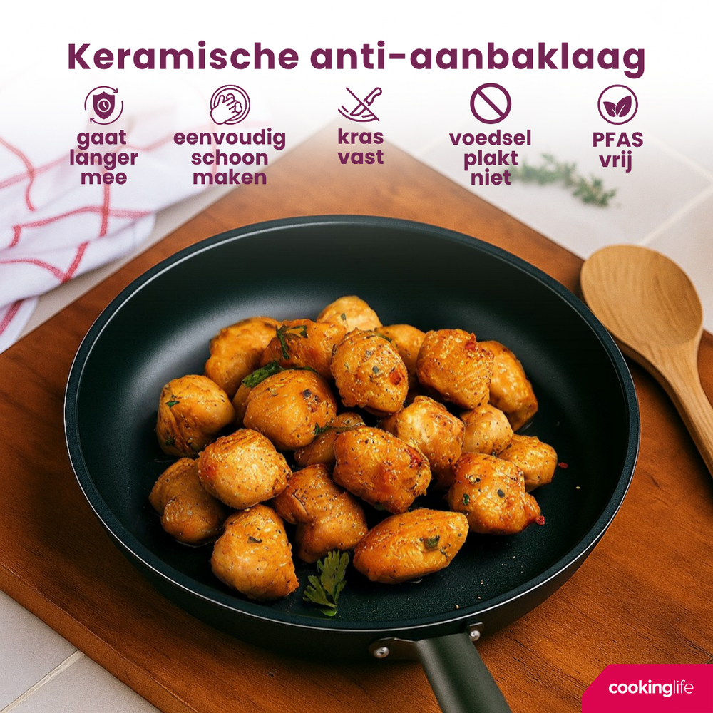 Cookinglife Koekenpan ProForge ø 24 cm - geschikt voor alle warmtebronnen - keramische anti-aanbaklaag