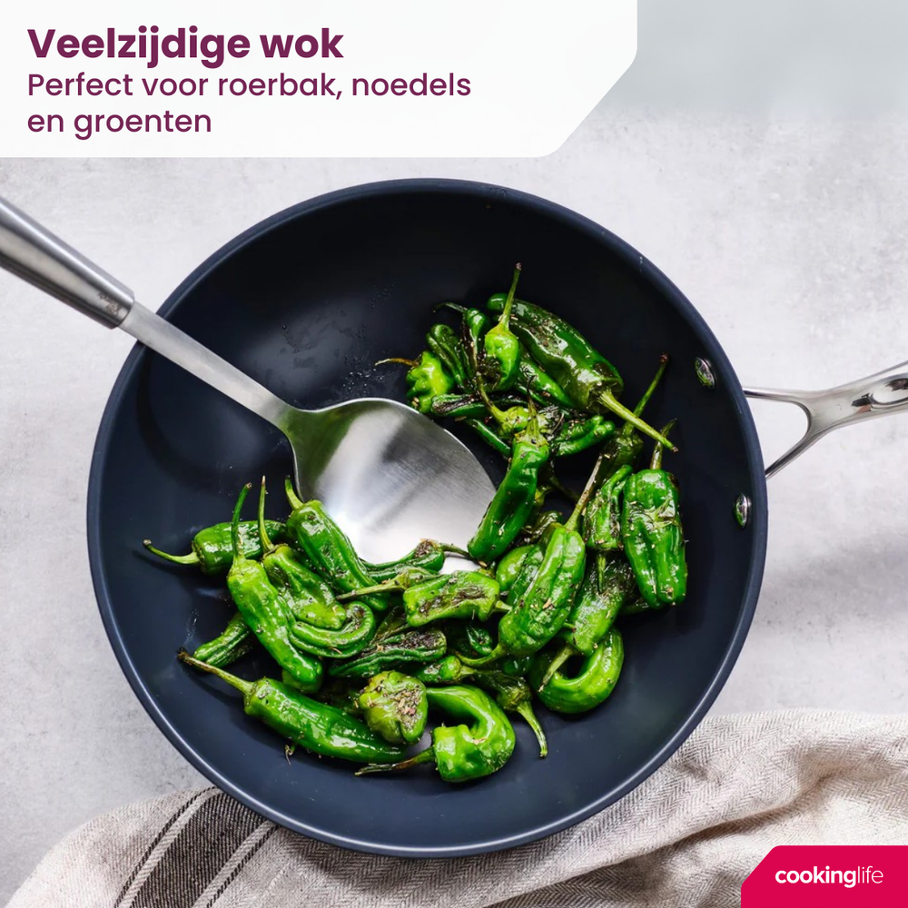 Cookinglife Wokpan Revolt ø 28 cm - geschikt voor alle warmtebronnen - keramische anti-aanbaklaag