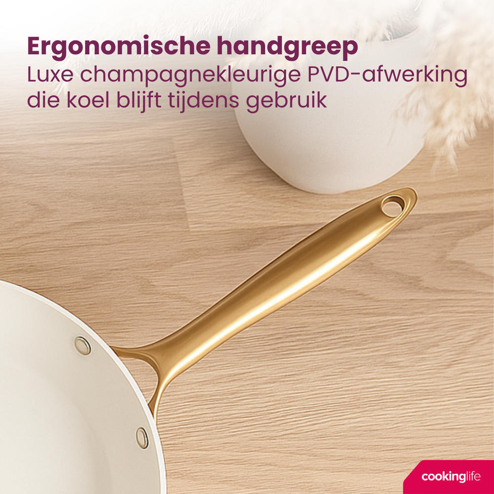 Cookinglife Koekenpannenset Style Zwart 2-Delig ø 24 & 28 cm - geschikt voor alle warmtebronnen - keramische anti-aanbaklaag