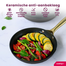 Cookinglife Koekenpannenset Style Zwart 2-Delig ø 24 & 28 cm - geschikt voor alle warmtebronnen - keramische anti-aanbaklaag