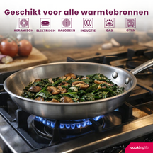 Cookinglife Koekenpan Superior Triply RVS ø 20 cm - geschikt voor alle warmtebronnen - zonder anti-aanbaklaag