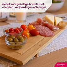 Cookinglife Serveerplank / Tapasplank op pootjes - XL - Bamboe - 88 x 26 cm