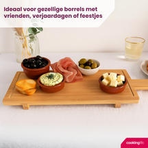 Cookinglife Serveerplank / Tapasplank op pootjes - L - Bamboe - 58 x 19 cm