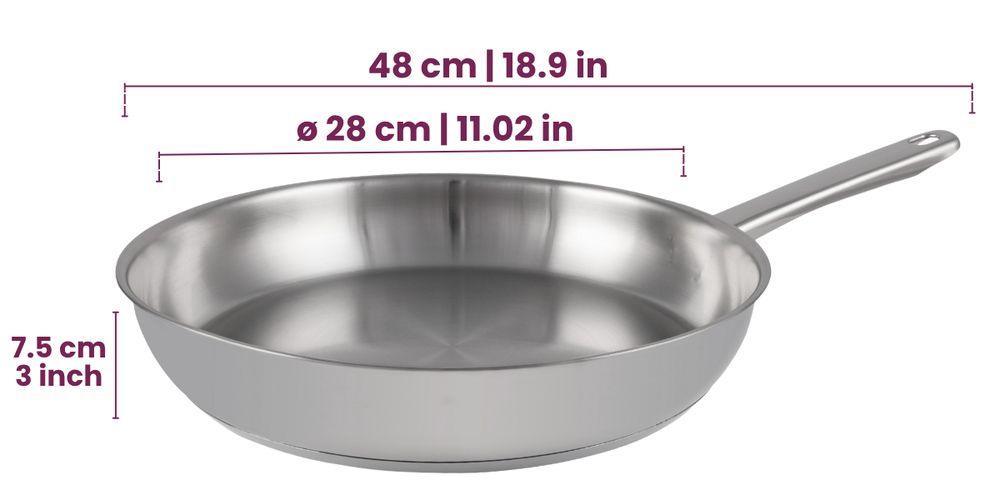 Cookinglife Koekenpannenset Superior Triply RVS 3-delig - ø 20, 24 & 28 cm - geschikt voor alle warmtebronnen - zonder anti-aanbaklaag
