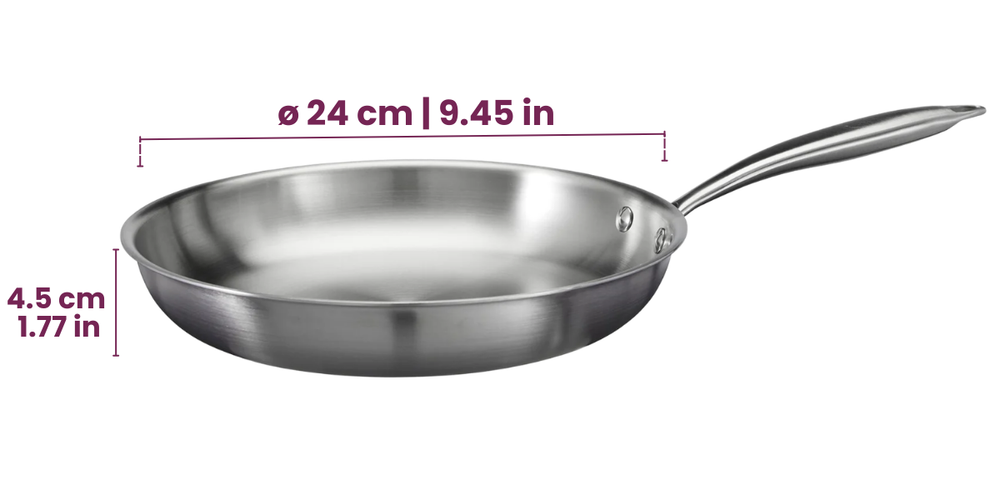 Cookinglife Koekenpannenset Superior Triply RVS 2-Delig ø 24 & 28 cm - geschikt voor alle warmtebronnen - zonder anti-aanbaklaag