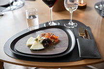 LIND DNA Placemats Hippo - Leer - Black Anthracite - Curved - 44 x 37 cm - 2 Stuks
