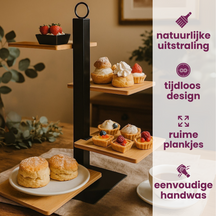 Cookinglife Etagere 4 Laags / Serveertoren + Schaaltje - Zwart Metaal