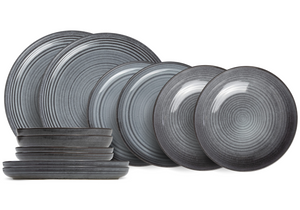 Cosy & Trendy Serviesset Kentucky Grey 12-delig / 4 personen - 4 dinerborden, 4 ontbijtborden en 4 diepe borden