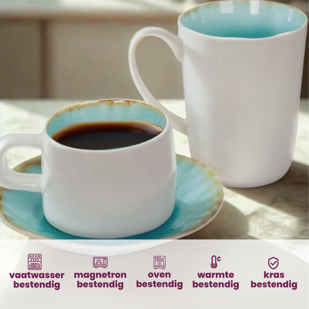 Cosy & Trendy Mokken / Bekers - Laguna Azzurro 390 ml - 4 Stuks