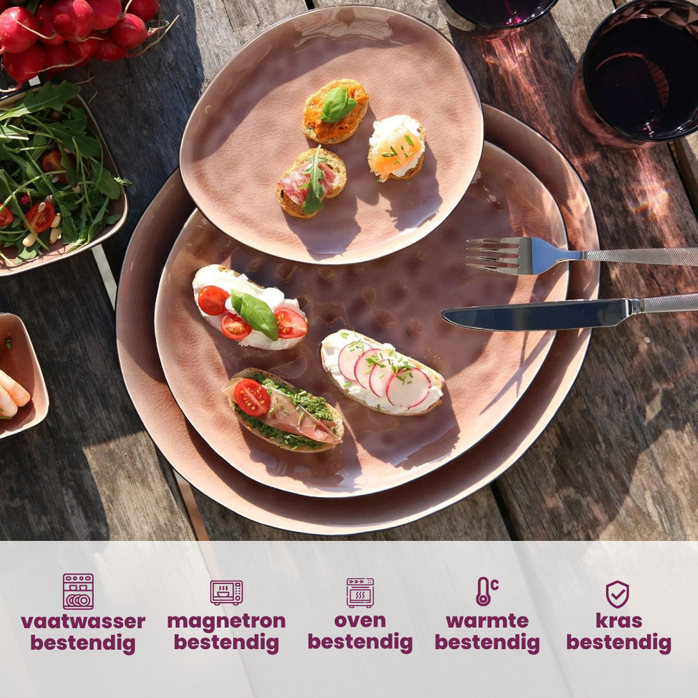 Cosy & Trendy Dinerborden Organic Laguna Old Rose - 27 x 23 cm - 4 Stuks