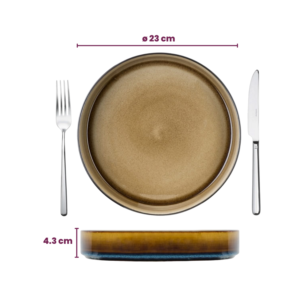 Cosy & Trendy Diepe Borden / Pastaborden - Quintana Amber ø 23 cm  / H 4.3 cm - 4 Stuks