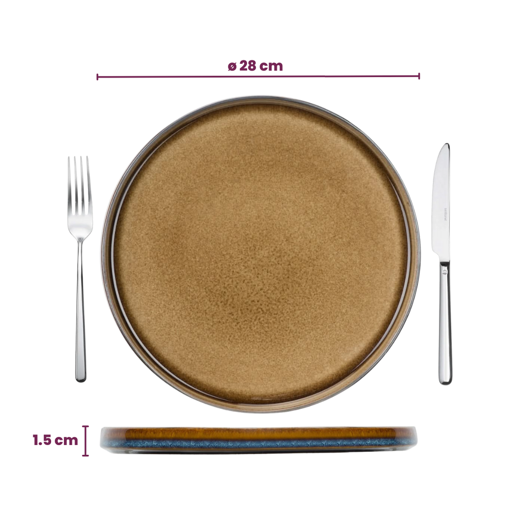Cosy & Trendy Serviesset Quintana Amber 18-delig / 6 personen - 6 dinerborden, 6 diepe borden en 6 ontbijtborden