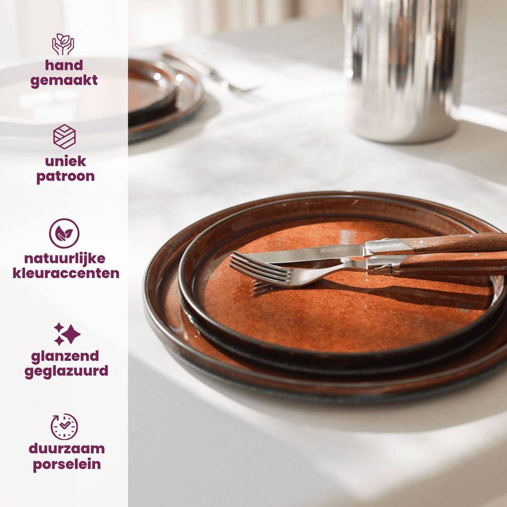 Cosy & Trendy Diepe Borden / Pastaborden - Quintana Amber ø 23 cm  / H 4.3 cm - 4 Stuks