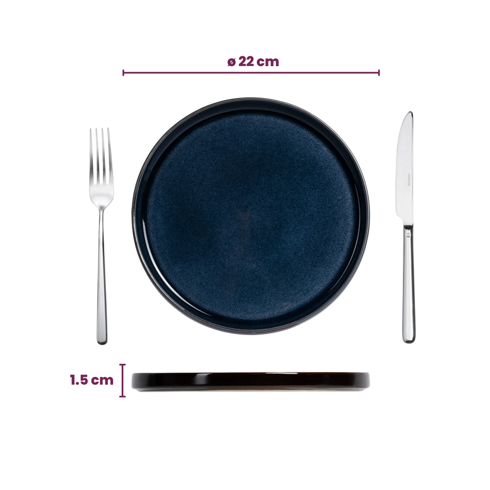 Cosy & Trendy Ontbijtborden / Dessertborden - Quintana Blue ø 22 cm - 4 Stuks