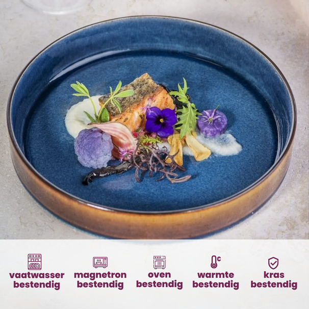 Cosy & Trendy Serviesset Quintana Blue 18-delig / 6 personen - 6 dinerborden, 6 diepe borden en 6 ontbijtborden