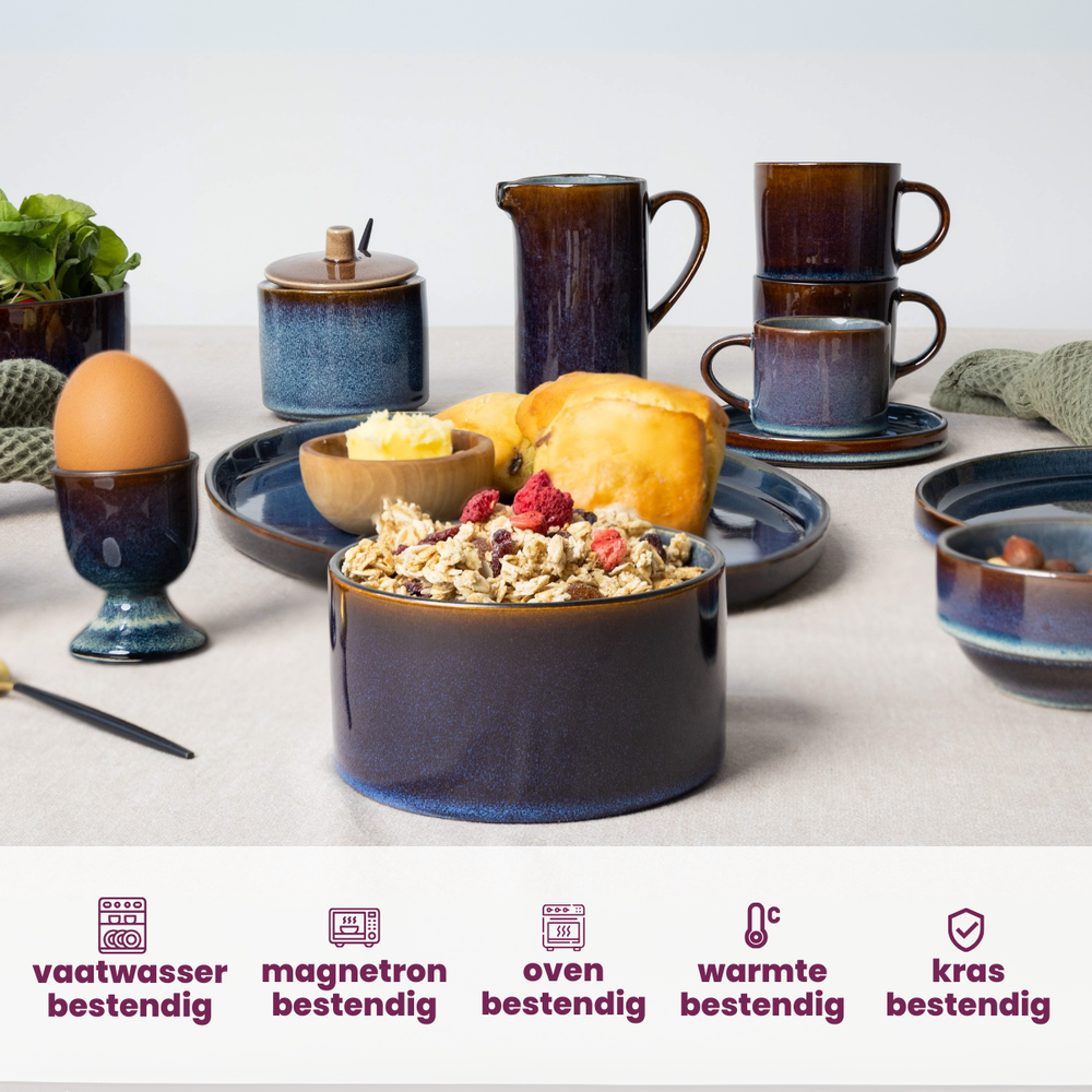 Cosy & Trendy Soepkommen / Kommen - Quintana Blue ø 13 cm / 450 ml - 4 Stuks