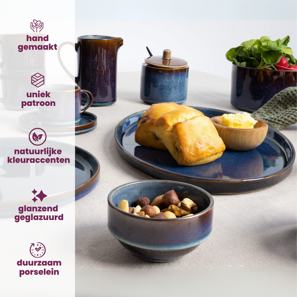 Cosy & Trendy Ontbijtborden / Dessertborden - Quintana Blue ø 22 cm - 4 Stuks