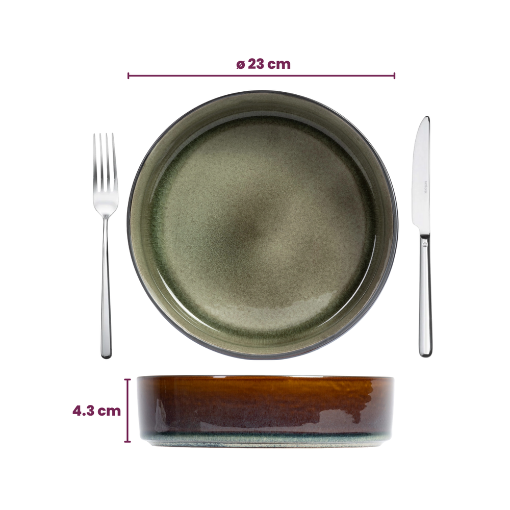 Cosy & Trendy Diepe Borden / Pastaborden - Quintana Green ø 23 cm  / H 4.3 cm - 4 Stuks