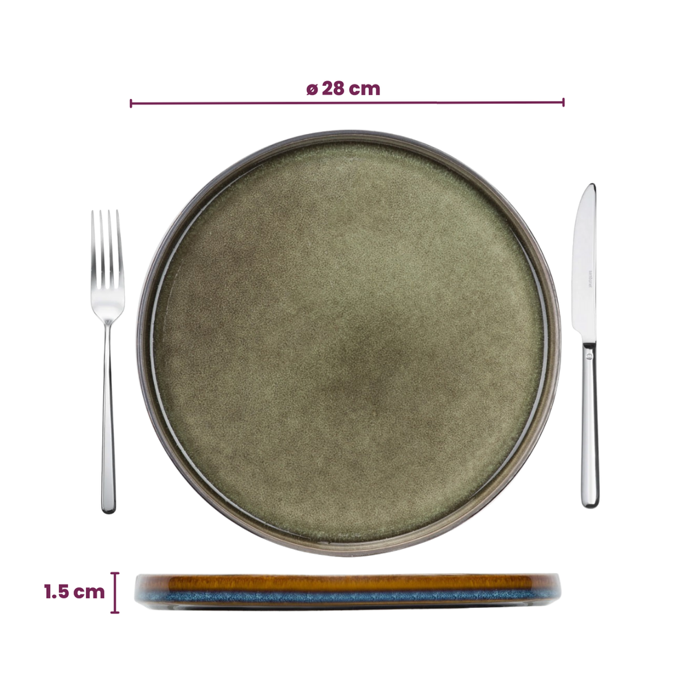 Cosy & Trendy Serviesset Quintana Green 18-delig / 6 personen - 6 dinerborden, 6 diepe borden en 6 ontbijtborden