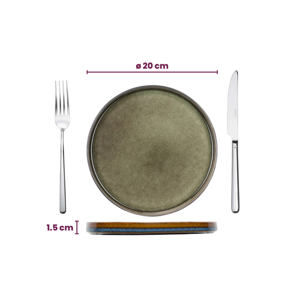 Cosy & Trendy Serviesset Quintana Green 18-delig / 6 personen - 6 dinerborden, 6 diepe borden en 6 ontbijtborden