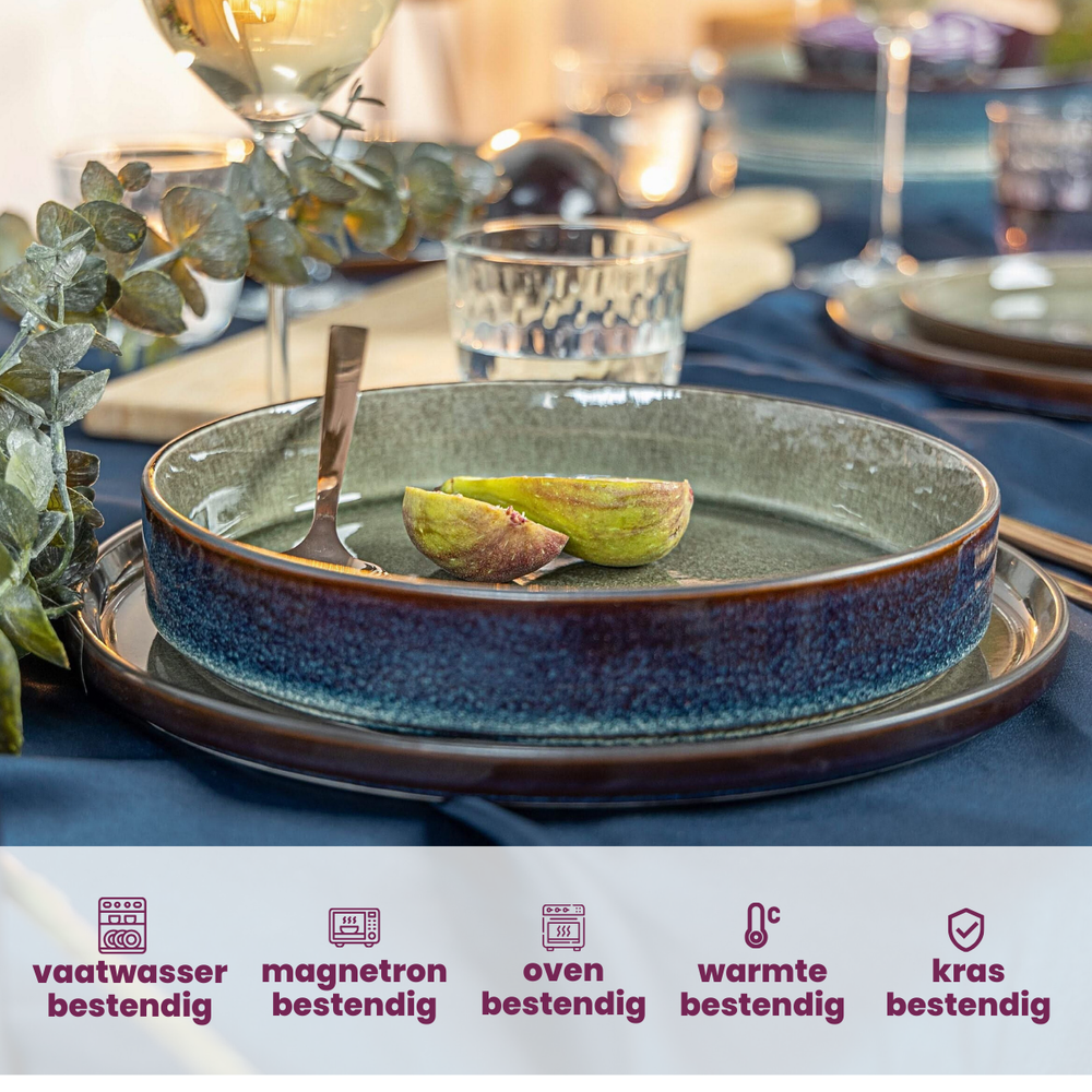 Cosy & Trendy Diepe Borden / Pastaborden - Quintana Green ø 23 cm  / H 4.3 cm - 4 Stuks