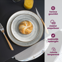 Cosy & Trendy Serviesset Sintra Dusty Blue 16-delig / 4 personen - 4 dinerborden, 4 ontbijtborden, 4 diepe borden en 4 kommen