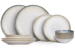 Cosy & Trendy Serviesset Listra Ocean 12-delig / 4 Personen - 4 dinerborden, 4 ontbijtborden en 4 kommen