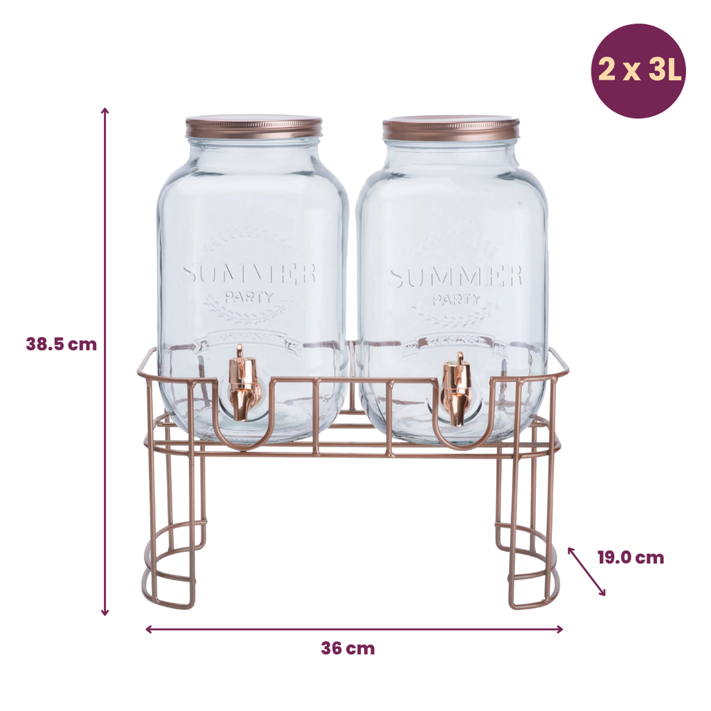 Cosy & Trendy Drankdispenser met houder - Koper - 2 x 3 liter