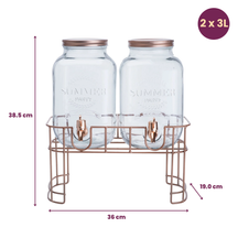 Cosy & Trendy Drankdispenser met houder - Koper - 2 x 3 liter