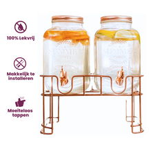Cosy & Trendy Drankdispenser met houder - Koper - 2 x 3 liter