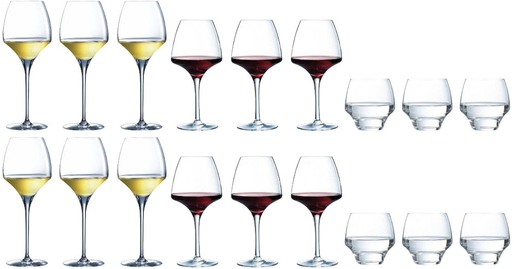 Chef & Sommelier Wijnglazenset Open Up (Rode wijnglazen & Witte wijnglazen & Waterglazen) - 18-delige set - 6 rode wijnglazen, 6 witte wijnglazen en 6 waterglazen