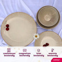 Cookinglife Ontbijtborden / Dessertborden Coastal Lines Ocean Beige ø 21 cm - 6 Stuks