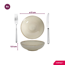 Cookinglife Diepe Borden / Pastaborden Coastal Lines Ocean Beige ø 18 cm - 6 Stuks