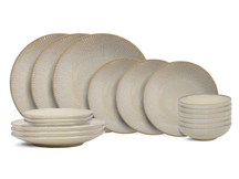 Cookinglife Serviesset Coastal Lines Ocean Beige 18-delig / 6 personen - 6 dinerborden, 6 ontbijtborden en 6 diepe borden