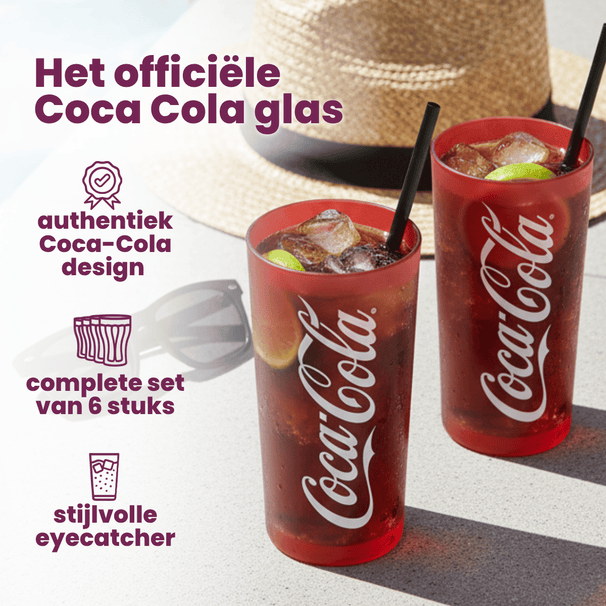 Coca Cola Glazen - Longdrinkglazen - Frisdrankglazen - Frozen - Rood 270 ml - 6 Stuks