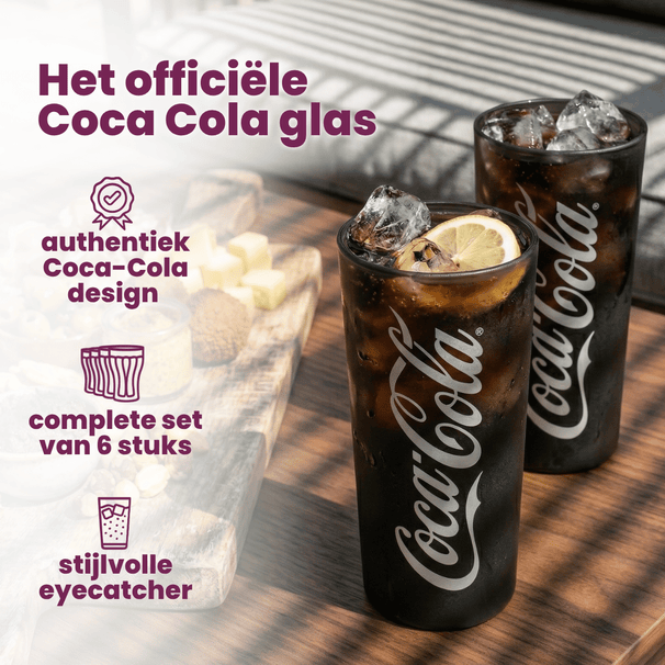 Coca Cola Glazen - Longdrinkglazen - Frisdrankglazen - Frozen - Zwart 270 ml - 6 Stuks